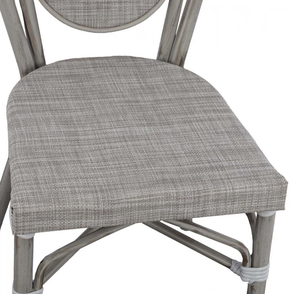 Καρέκλα KASON C5109 Αλουμινίου Bamboo Look Πατίνα Γκρί με Textline 45x57x88 εκ. 45x57x88 εκ.