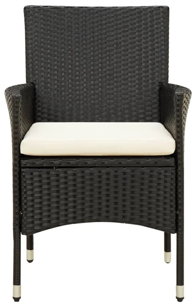 vidaXL Σετ Τραπεζαρίας Εξ. Χώρου 9 τεμ. Μαύρο Συνθ. Ρατάν με Μαξιλάρια