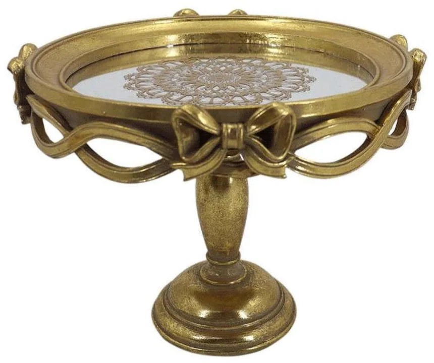 Διακοσμητικός Δίσκος Με Πόδι 253-223-515 25,5x20cm Gold Polyresin