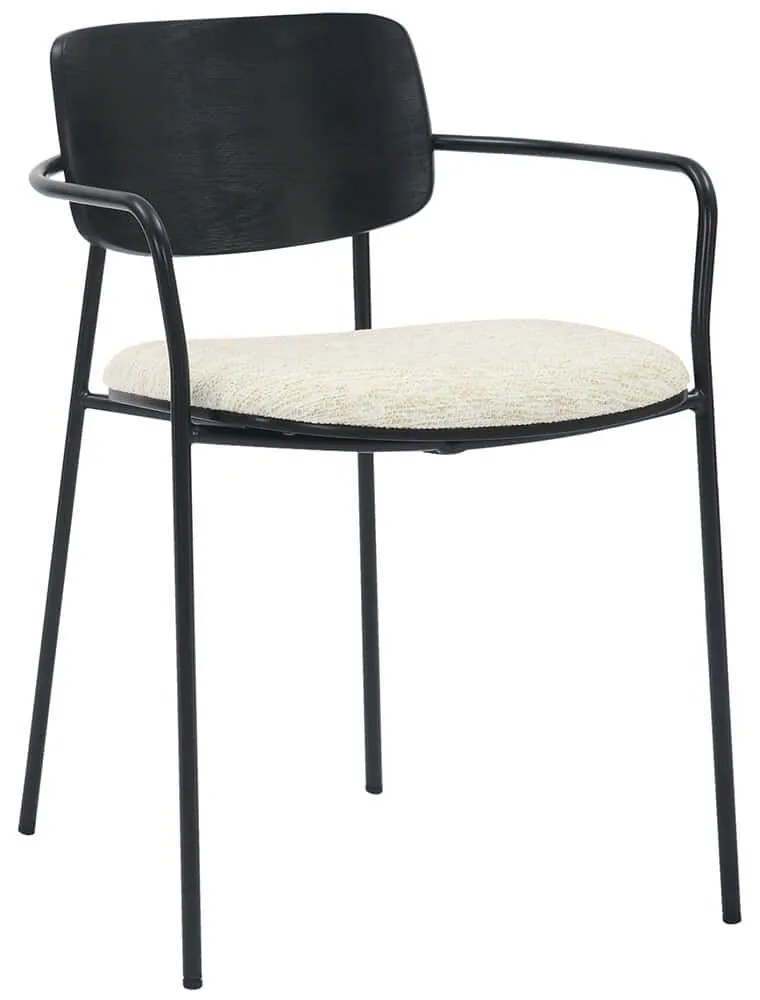 Καρέκλα Vikki HM9980.02 54x54x75,5cm Black-Ecru Wood,Metal