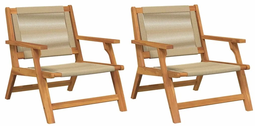 vidaXL Εξωτερικά Έπιπλα 2 pcs Μπεζ 78 x 67 x 73εκ. Μασίφ ξύλο ακακίας