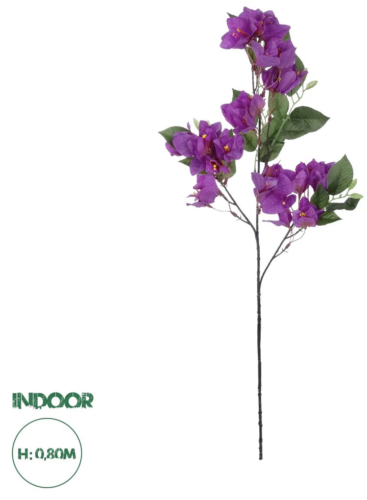 GloboStar® Artificial Garden BOUGAUVILLEA BRANCH 20646 Τεχνητό Διακοσμητικό Κλαδί Μπουκανβίλιας Μωβ Y80cm