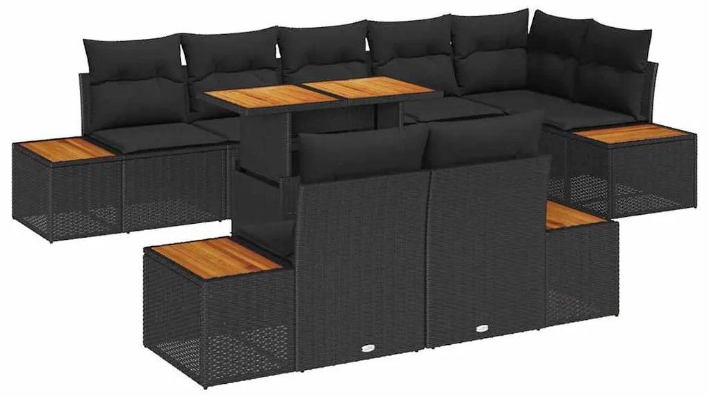 vidaXL Σέτ φαγητού για κήπο 9 pcs Μαύρο, Καφέ 100 x 55 x 73 εκ