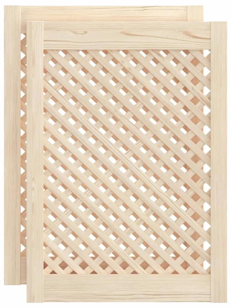 Πορτάκια με Περσίδες 2 Τεμ. 49,5x69 εκ. από Μασίφ Ξύλο Πεύκου - Καφέ