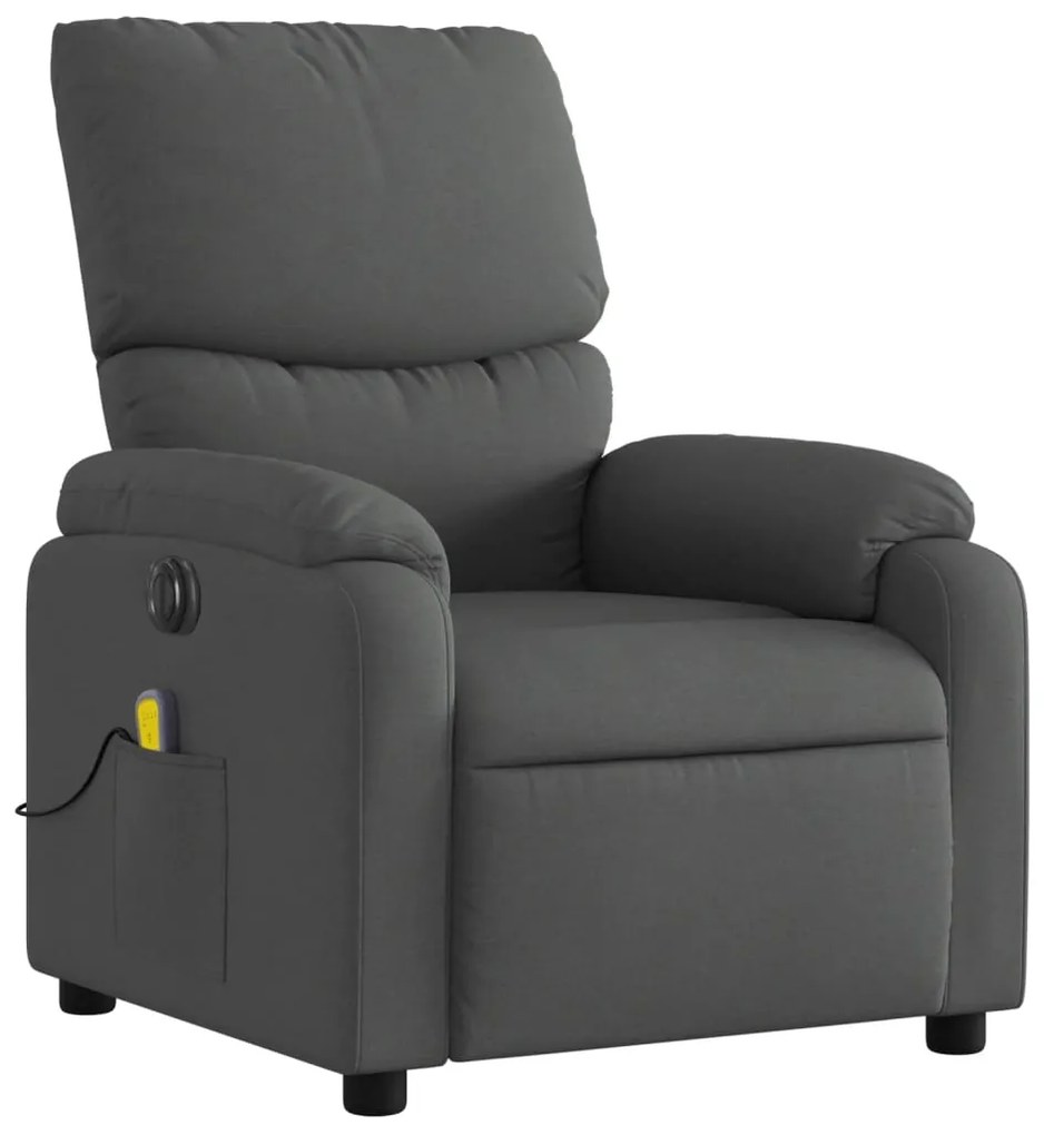 vidaXL Πολυθρόνα Μασάζ Ανακλινόμενη Ηλεκτρική Σκούρο Γκρι Υφασμάτινη