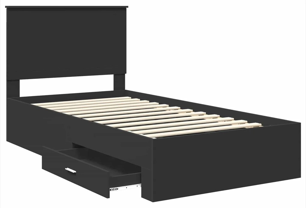 vidaXL Σκελετός Κρεβατιού με κεφαλάρι Μαύρο και Ασημί 100 x 200 cm