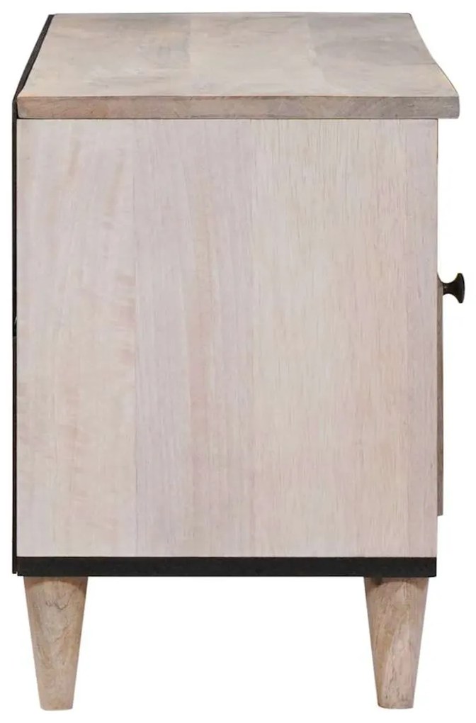 vidaXL Ντουλάπι TV με συρτάρι Λευκό 105 x 33 x 46 εκ Μασίφ ξύλο μάνγκο