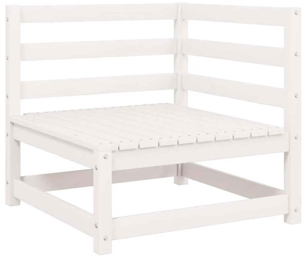 vidaXL Καναπέδες Κήπου Γωνιακοί 2 τεμ. Λευκοί από Μασίφ Ξύλο Πεύκου