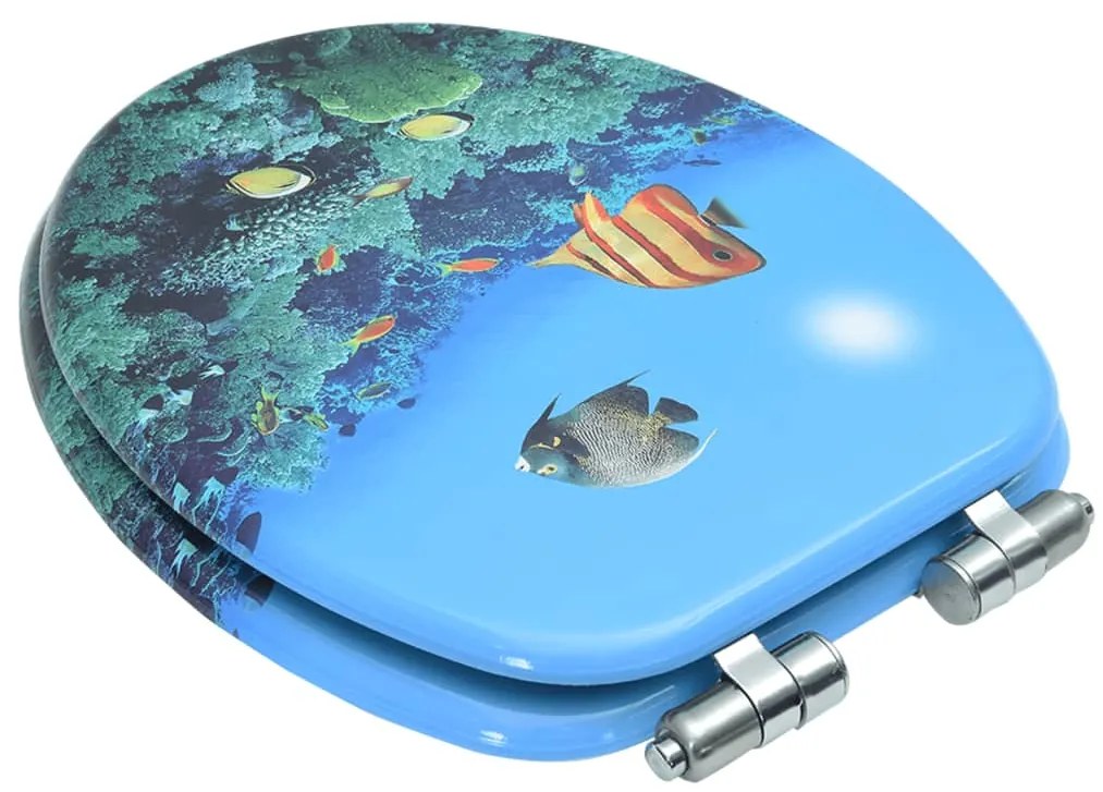 vidaXL Κάλυμμα Λεκάνης με Καπάκι Soft Close Σχέδιο Βαθιά Θάλασσα MDF