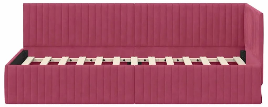 vidaXL Κρεβάτι Γωνίας με κεφαλάρι Κόκκινο 80 εκ x 200 εκ Βελούδο