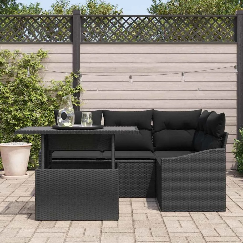 vidaXL Σετ Καναπέ Κήπου με μαξιλάρι 5 pcs Μαύρο 100 x 55 x 73 εκ