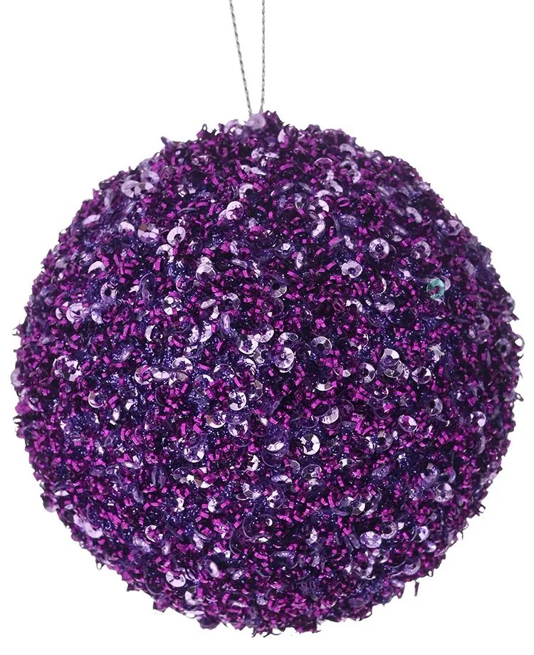 Χριστουγεννιάτικη Μπάλα Polyfoam Μωβ Glitter 8εκ. iliadis 83502