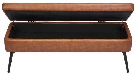 VEVOR PU Leather Storage Ottoman Bench Bench with Storage and Metal Legs Brown