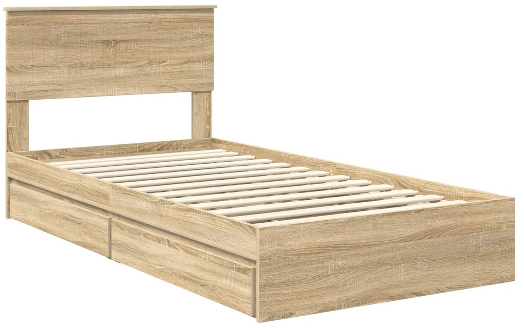 vidaXL Κρεβάτι Αποθήκης Δρύς Sonoma 100 x 200 cm Επεξεργασμένο ξύλο