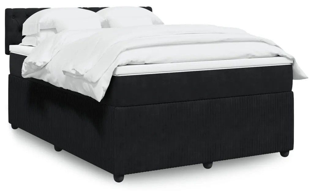 vidaXL Κρεβάτι Boxspring με Στρώμα Μαύρο 140x190 εκ. Βελούδινο