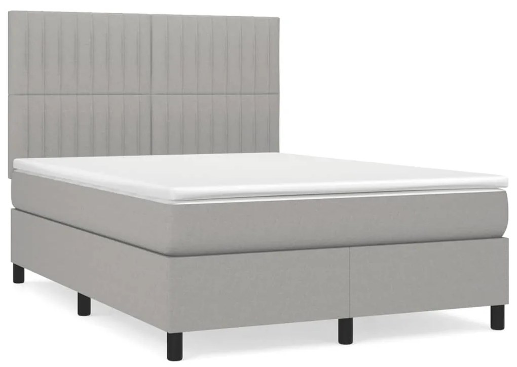 vidaXL Κρεβάτι Boxspring με Στρώμα Ανοιχτό Γκρι 140x190 εκ. Υφασμάτινο