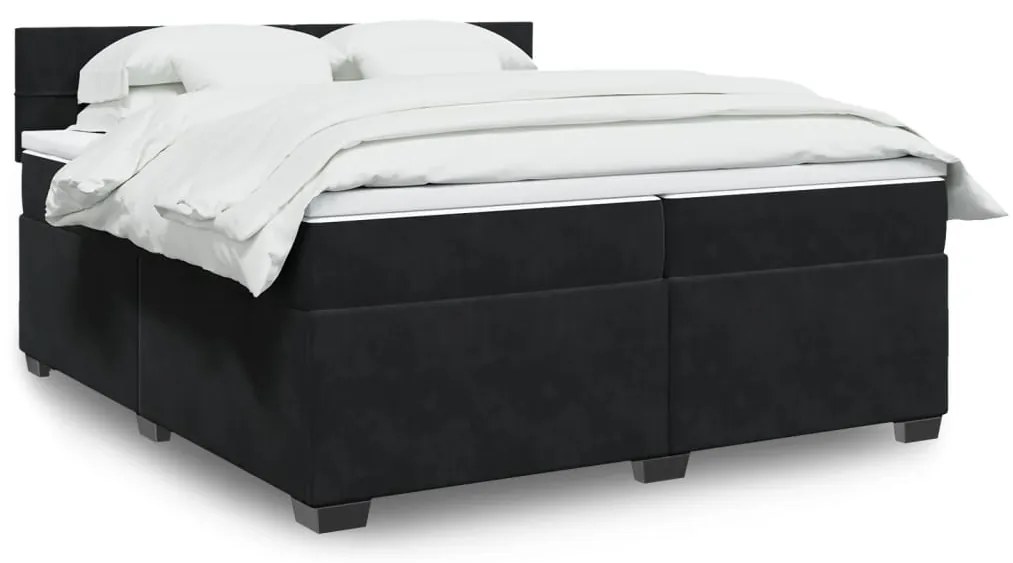 vidaXL Κρεβάτι Boxspring με Στρώμα Μαύρο 200x200 εκ. Βελούδινο