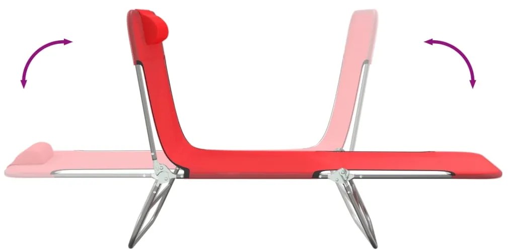 vidaXL Ξαπλώστρες Πτυσσόμενες 2 τεμ. Κόκκινες από Textilene &amp; Ατσάλι