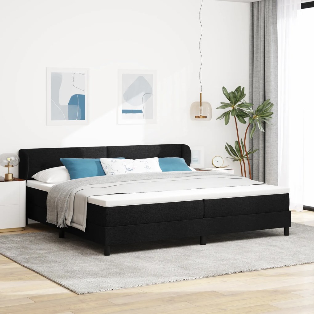 vidaXL Κρεβάτι Box Spring με Στρώμα Μαύρο 200x200 εκ. Υφάσματος