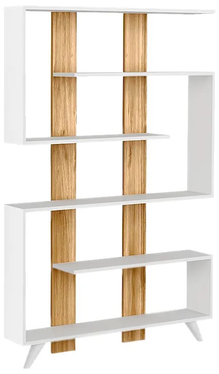 Βιβλιοθήκη Rain Megapap χρώμα λευκό - καρυδί 120x19,5x162εκ.