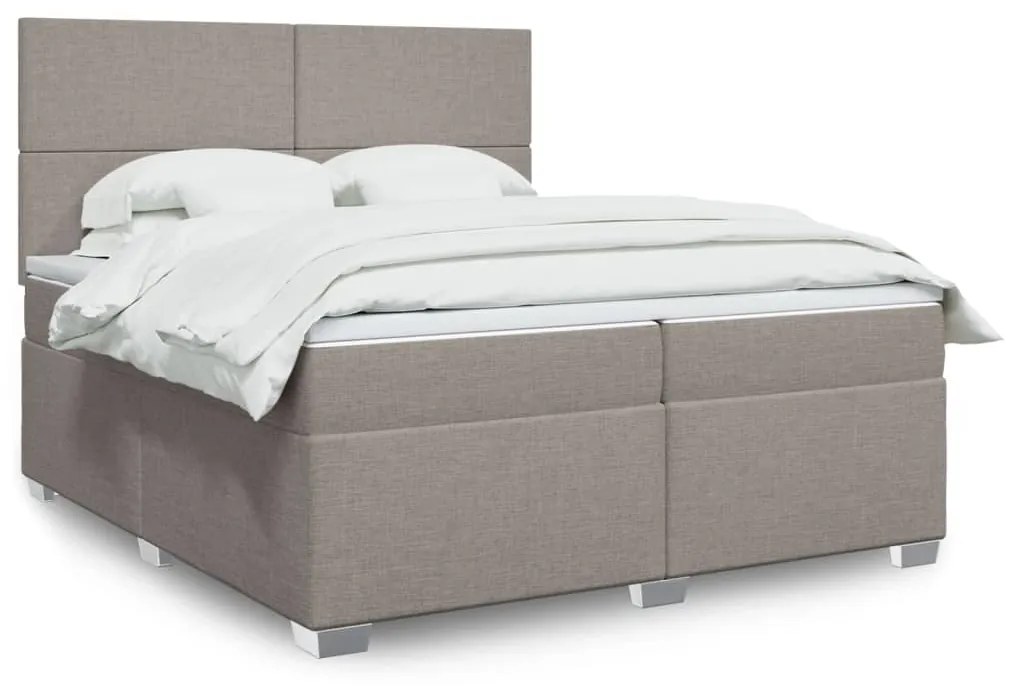 vidaXL Κρεβάτι Boxspring με Στρώμα Taupe 200x200 εκ. Υφασμάτινο