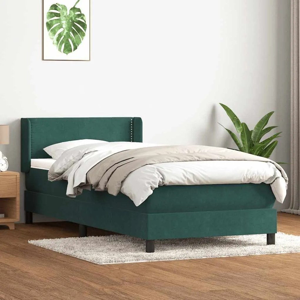 BOX SPRING ΚΡΕΒΑΤΙ ΜΕ ΣΤΡΩΜΑ ΣΚΟΥΡΟ ΠΡΑΣΙΝΟ 90X210ΕΚ. ΒΕΛΟΥΔΙΝΟ 3318018