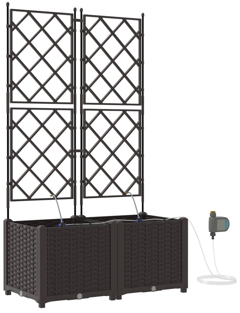 vidaXL Γλάστρες Κήπου 1 τεμ Καφασωτό Καφέ 80 x 40 x 142 cm Πλαστικό