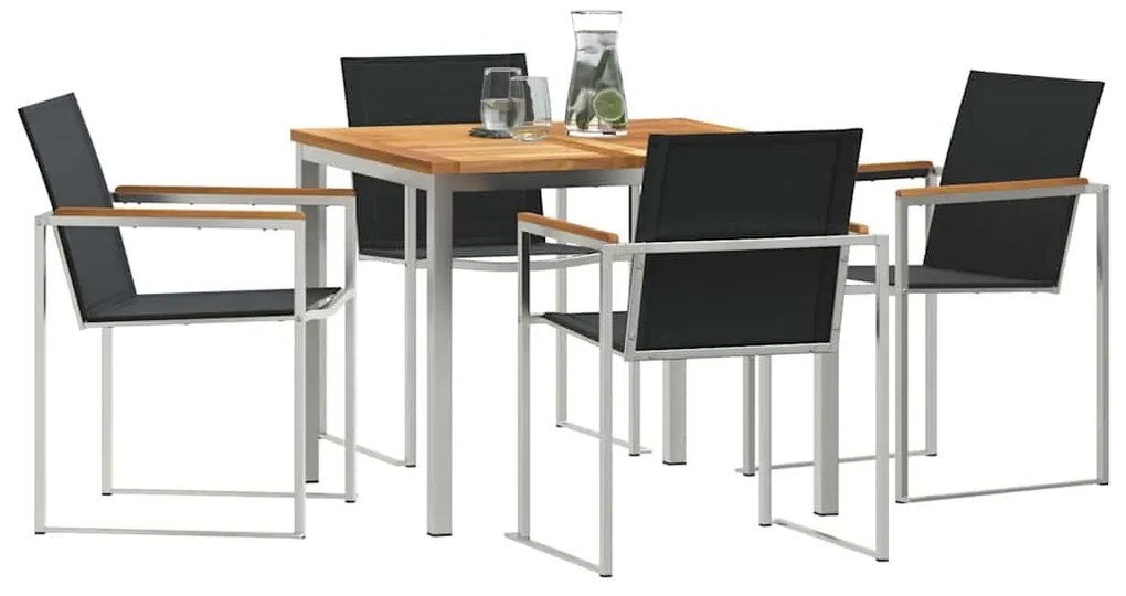 vidaXL Σέτ φαγητού για κήπο 5 pcs Συμπαγές Ξύλο Τικ