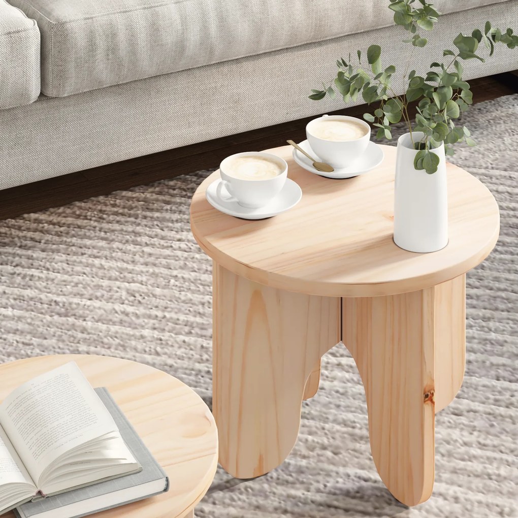 vidaXL Σετ Τραπεζιού Για Καφέ 2 pcs Φυσικό 39.5 x 39.5 x 30 εκ.