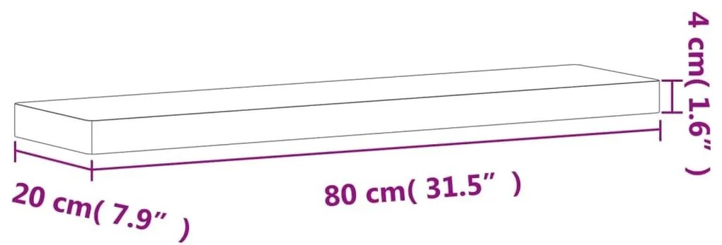 Ράφι Τοίχου 80x20x4 εκ. από Μασίφ Ξύλο Οξιάς - Καφέ