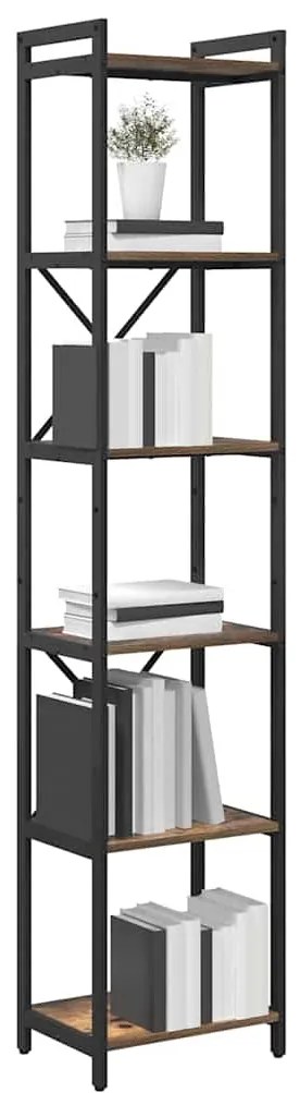 vidaXL Βιβλιοθήκη Καπνιστή δρυς 40 x 30 x 188 εκ Επεξεργασμένο ξύλο