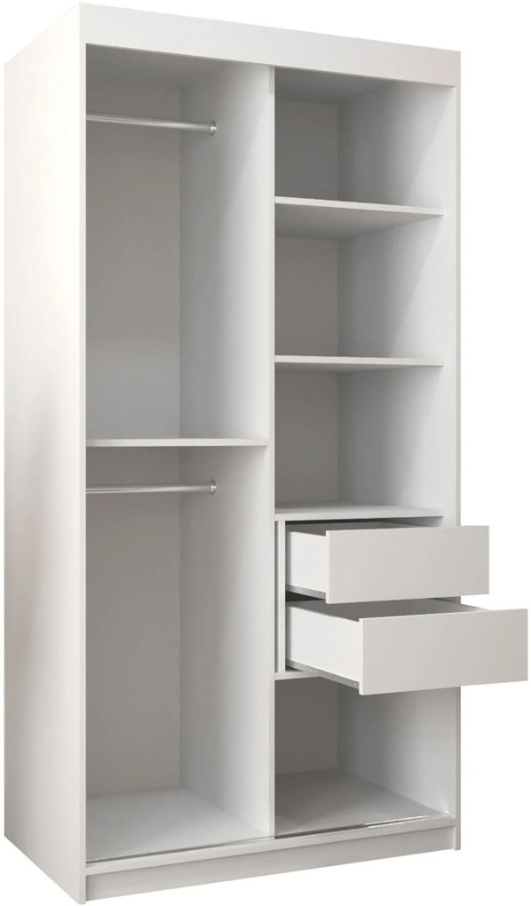 Ντουλάπα Flutes II 100 Συρόμενη-Λευκό