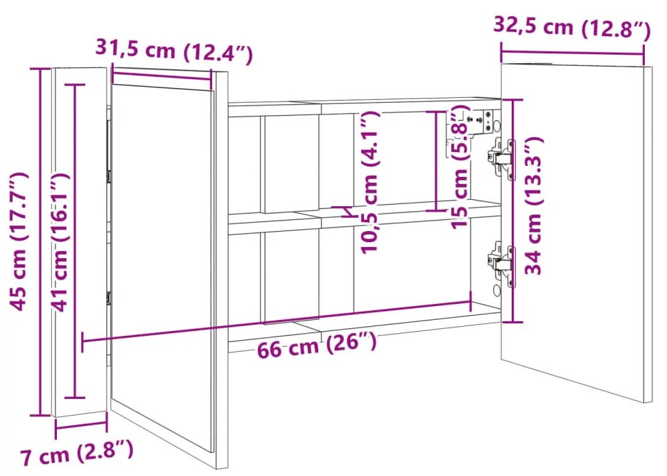 Καθρέφτης Ντουλάπι Sonoma Δρυς 80x12x45 εκ. Επεξ. Ξύλο - Καφέ