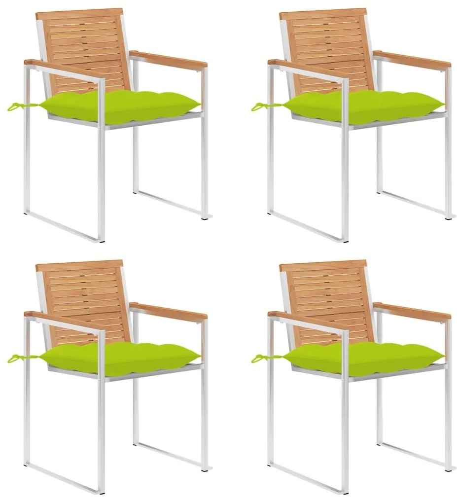 vidaXL Καρέκλες Κήπου 4 τεμ. από Μασίφ Ξύλο Teak με Μαξιλάρια