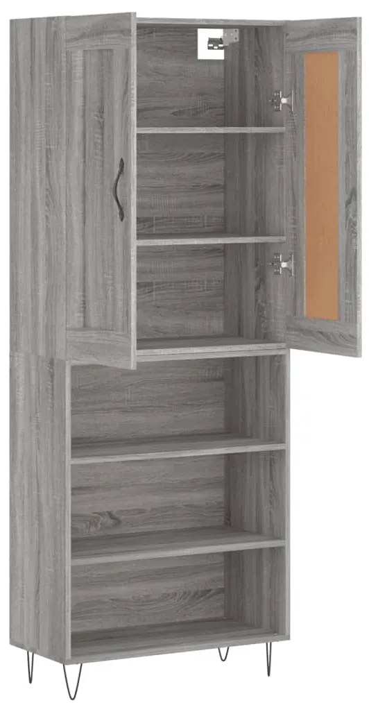 vidaXL Ντουλάπι Γκρι Sonoma 69,5 x 34 x 180 εκ. Επεξεργασμένο Ξύλο