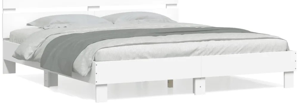 vidaXL Πλαίσιο Κρεβατιού με Κεφαλάρι Λευκό 160x200 εκ. Επεξ. Ξύλο