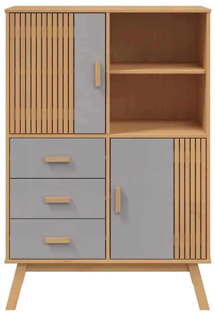 vidaXL Ντουλάπι OLDEN Γκρι και Καφέ 85x43x125 εκ. Μασίφ Ξύλο Πεύκου