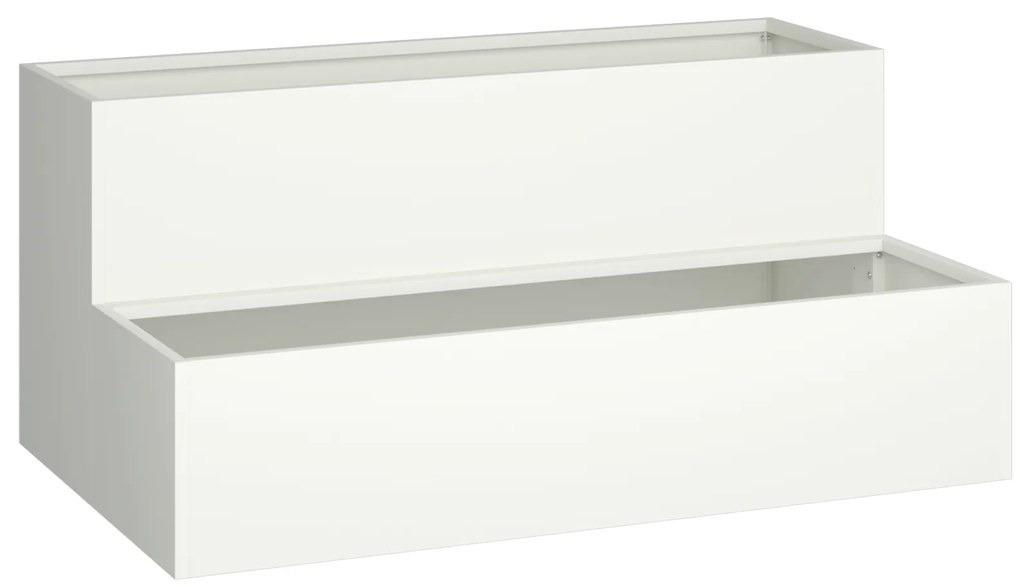 vidaXL Γλάστρα Κήπου 2 επιπέδων 100x60x45 εκ Λευκό Ατσάλι