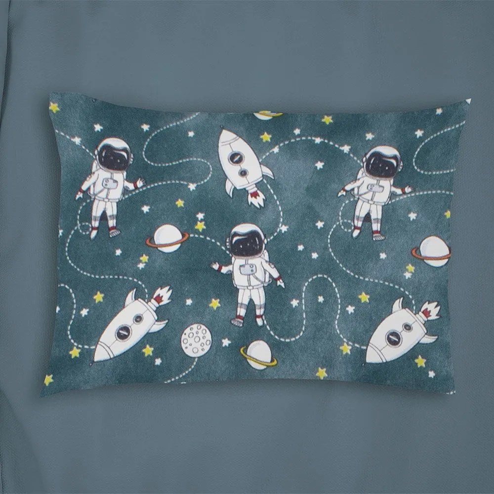 Μαξιλαροθήκη Παιδική Galaxy Travel 91 Petrol DimCol 50Χ70 100% Cotton Flannel