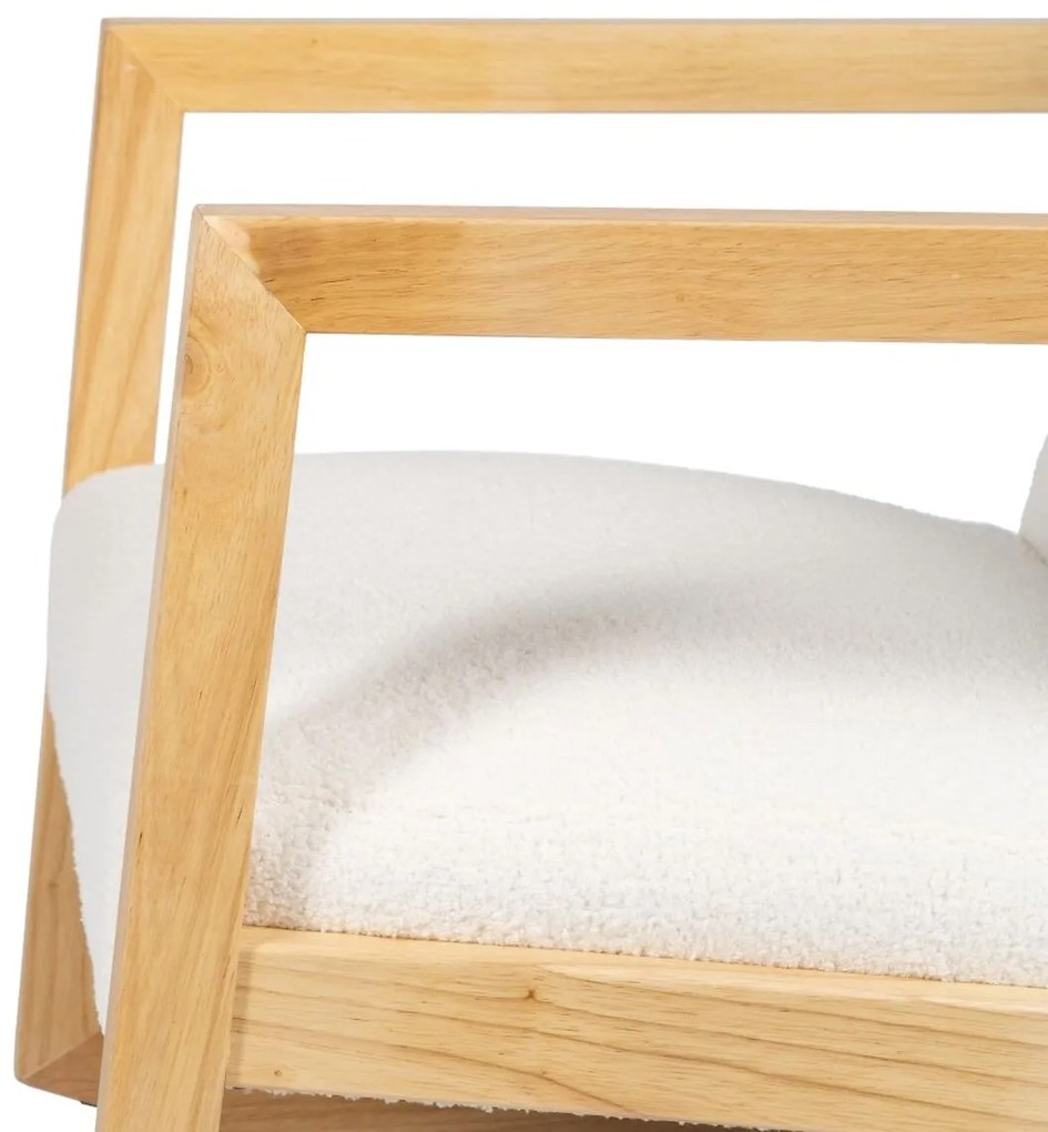 Κουνιστή Καρέκλα Λευκό Φυσικό ξύλο καουτσούκ Ύφασμα 60 x 83 x 72 cm