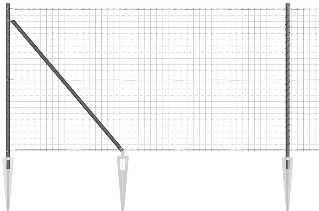 vidaXL Euro Fence με 7 Άγκυρες 1x10 μ Γαλβανισμένος Χάλυβας Γκρι