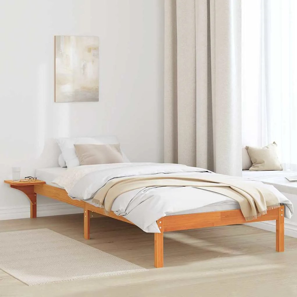 vidaXL Πλαίσιο κρεβατιού με κομοδίνα Καφέ 100 x 200 cm Καφέ κεριού