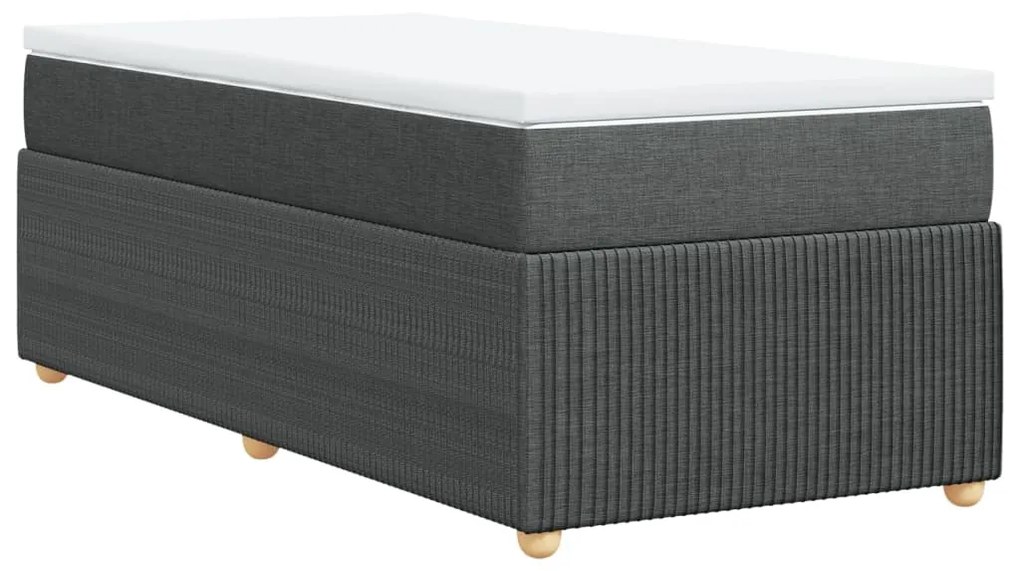 vidaXL Κρεβάτι Boxspring με Στρώμα Σκούρο Γκρι 90x190 εκ. Υφασμάτινο