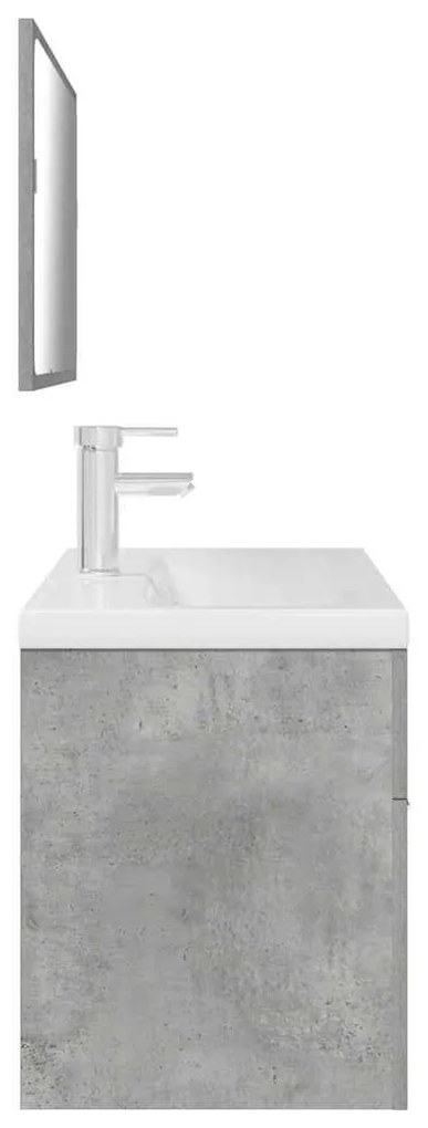 vidaXL Σετ Επίπλων Μπάνιου 3 Τεμαχίων Γκρι Σκυροδέματος από Επεξ. Ξύλο