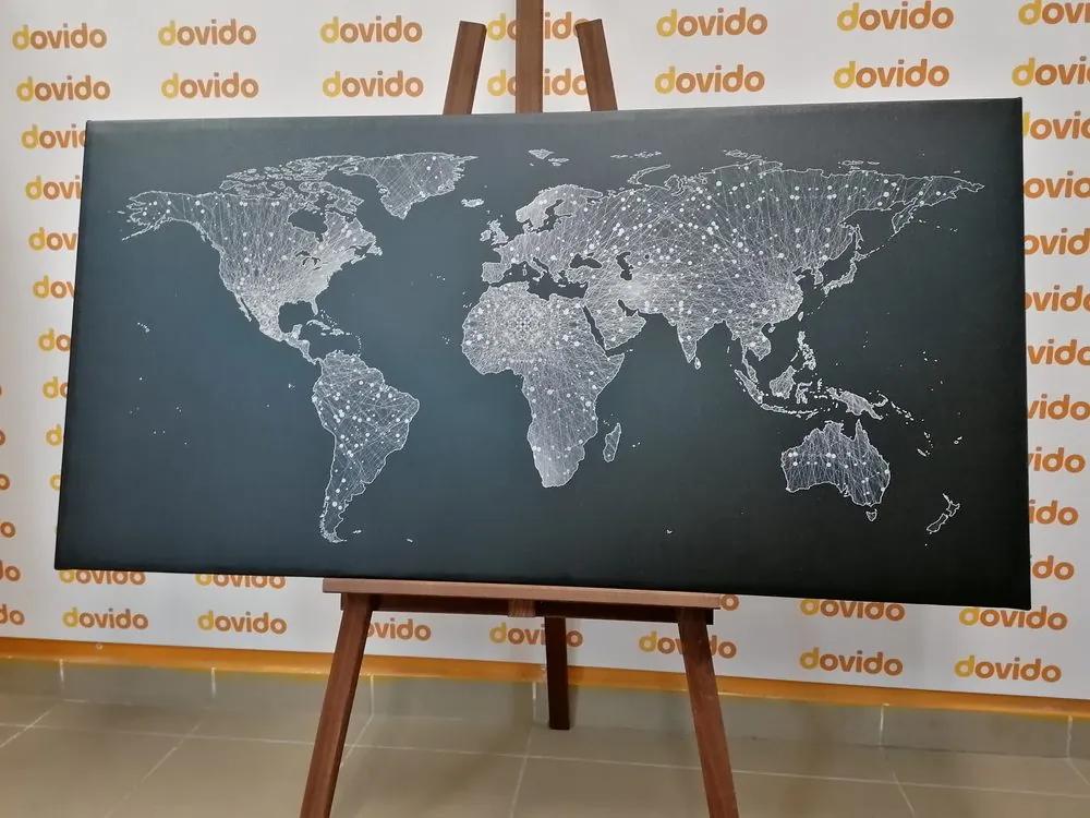 Εικόνα ενός ασπρόμαυρου παγκόσμιου χάρτη σε έναν φελλό - 100x50  transparent
