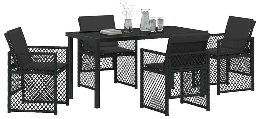 vidaXL Σέτ φαγητού για κήπο 5 pcs Μαύρο συνθετικό ρατάν