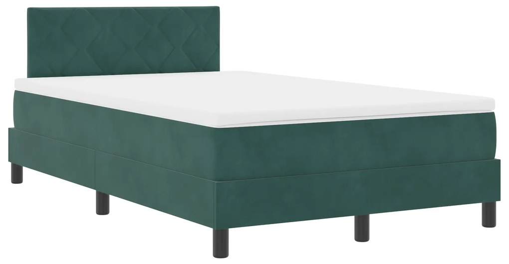 vidaXL Κρεβάτι Box Spring με στρώμα σκοτεινού πράσινου χρώματος 120x200 εκ. Βελούδο