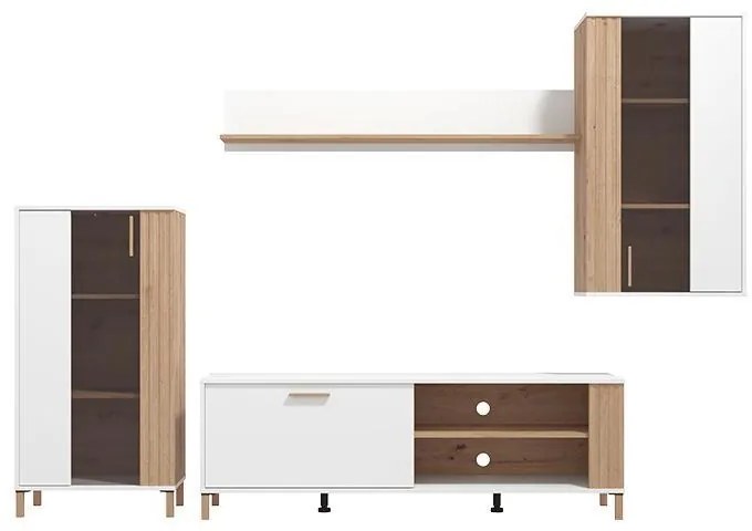 Κέντρο Ψυχαγωγίας - Σύνθεση Bastia Artisan Oak - Λευκό 281x40x170 εκ.
