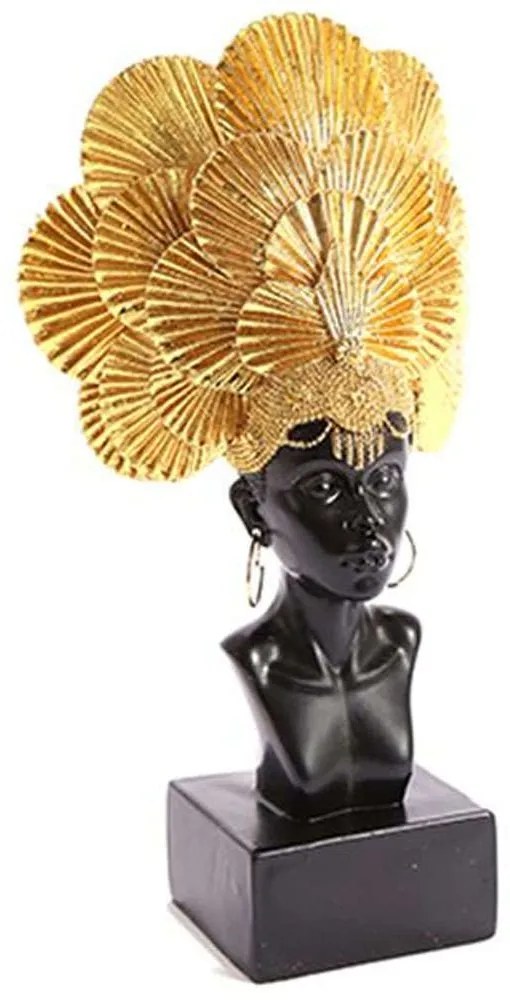 Διακοσμητική Προτομή Αφρικάνα 014.TJBH141 26cm Black-Gold Polyresin