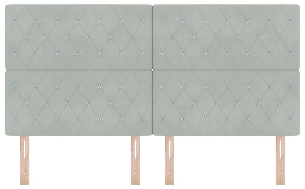 vidaXL Βελούδινο Κεφαλάρι Argyle Ανοιχτό γκρι 180 cm Βελούδο